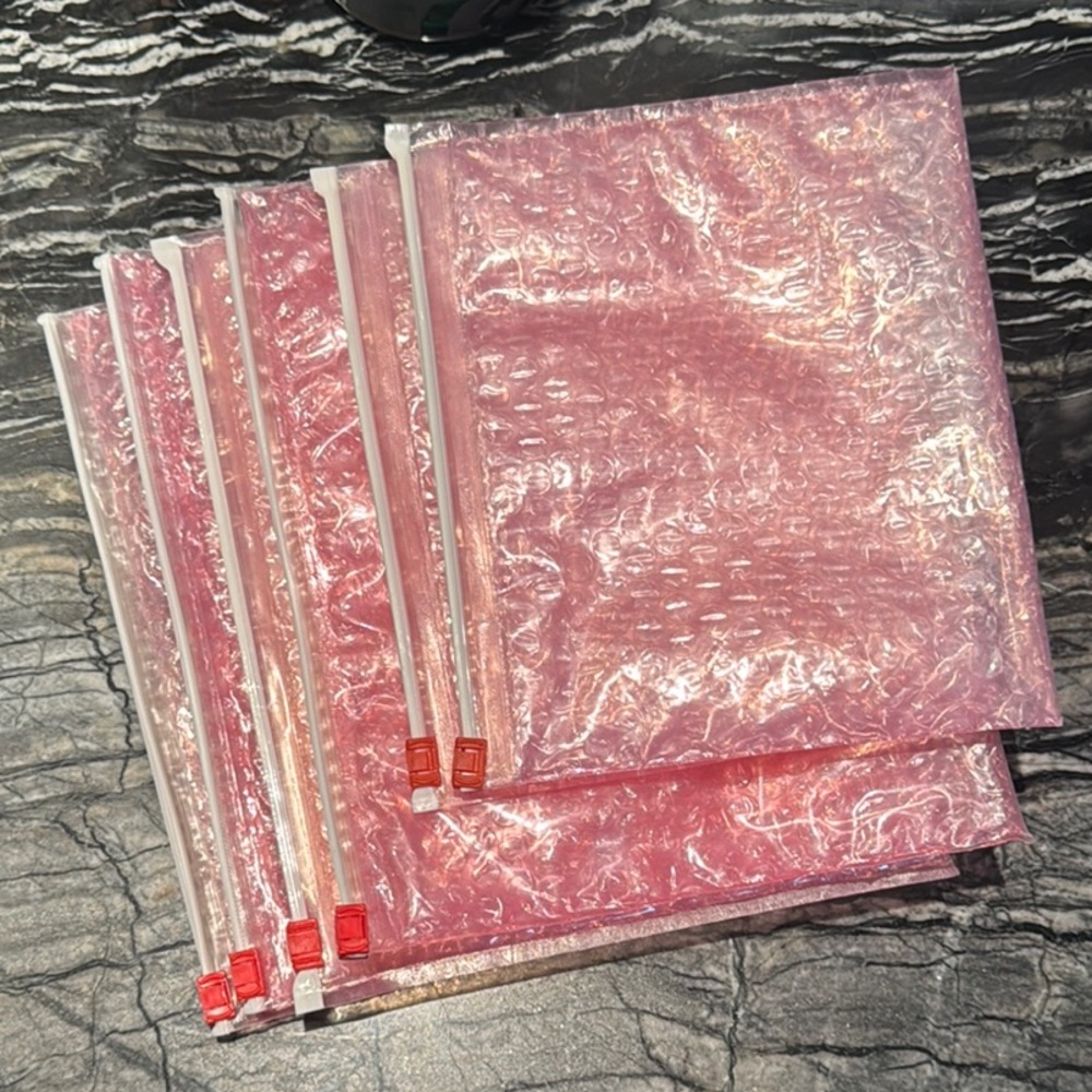 Glossier Pink Bubble Wrap zip Closed pouches - bags